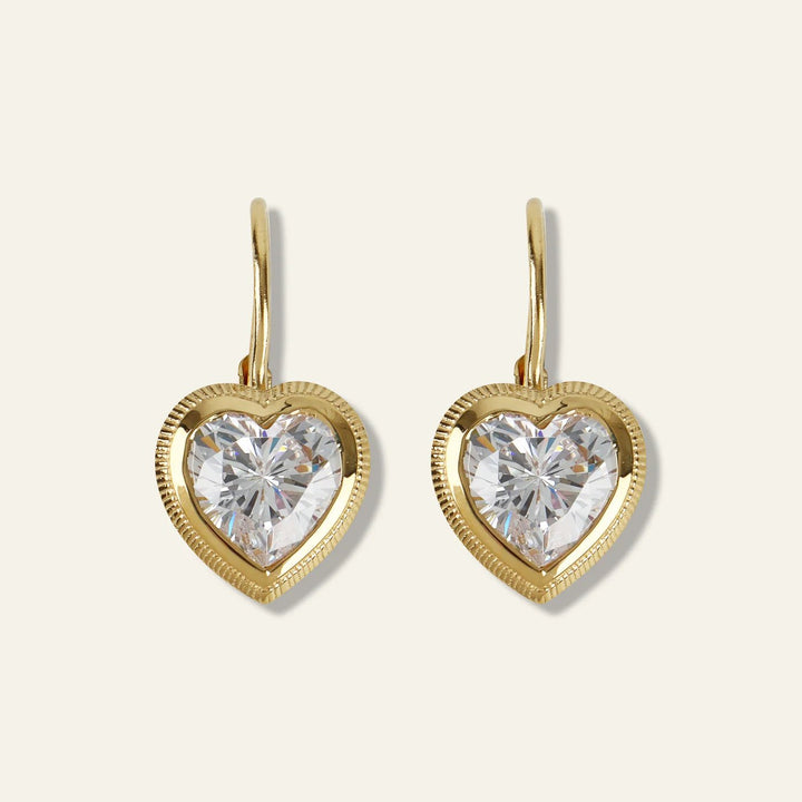 Bezel Heart Drop Earrings - obligato