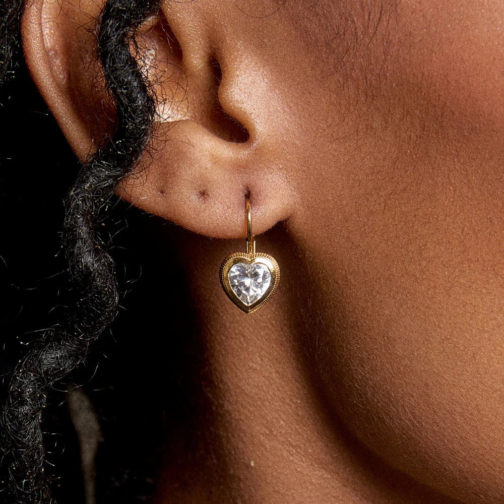 Bezel Heart Drop Earrings - obligato