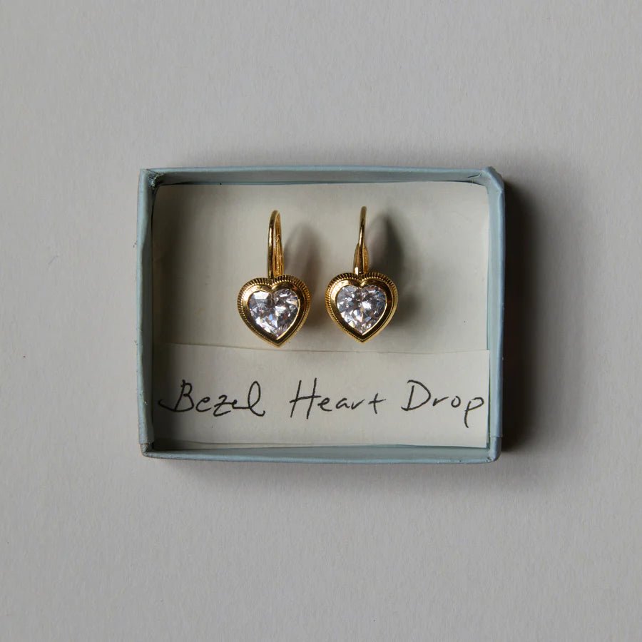 Bezel Heart Drop Earrings - obligato