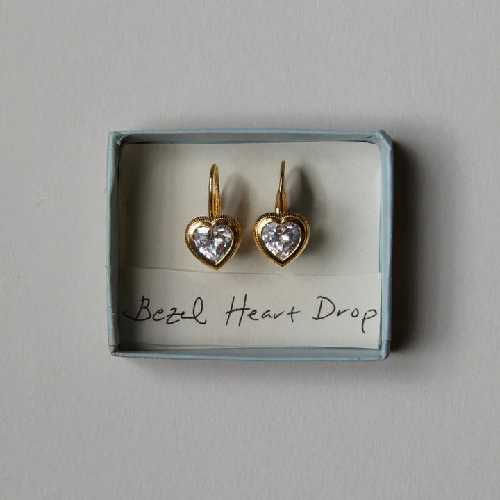 Bezel Heart Drop Earrings - obligato