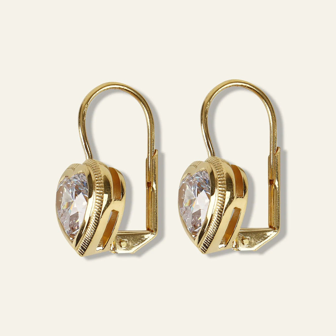 Bezel Heart Drop Earrings - obligato