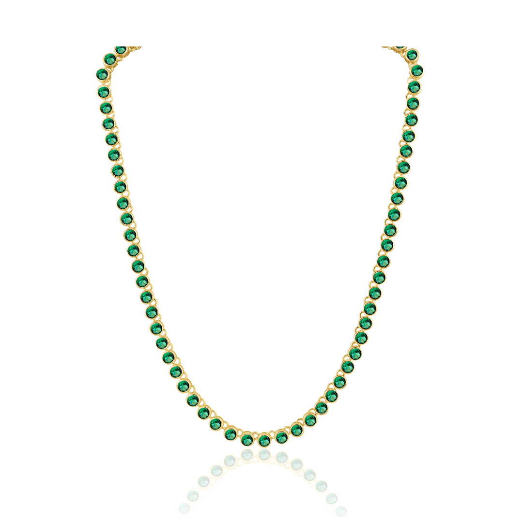 Bezel Tennis Necklace Emerald - obligato