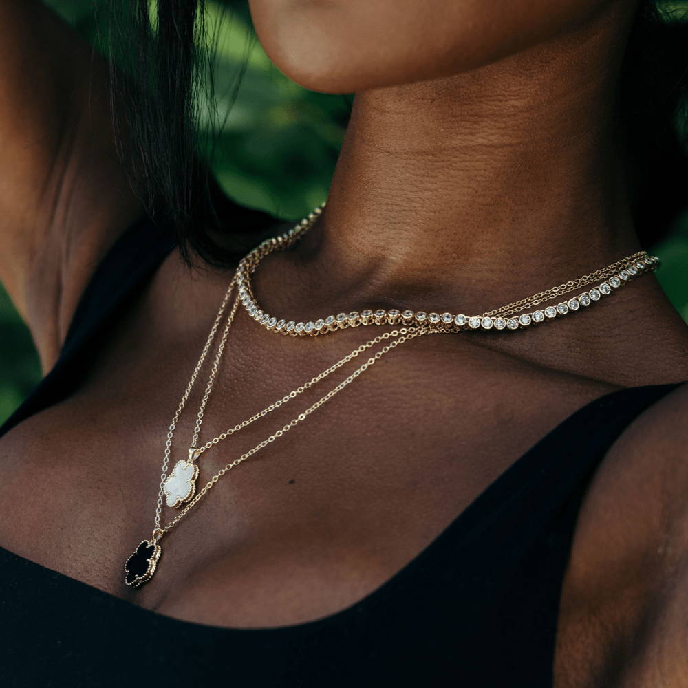 Bezel Tennis Necklace: Gold - obligato