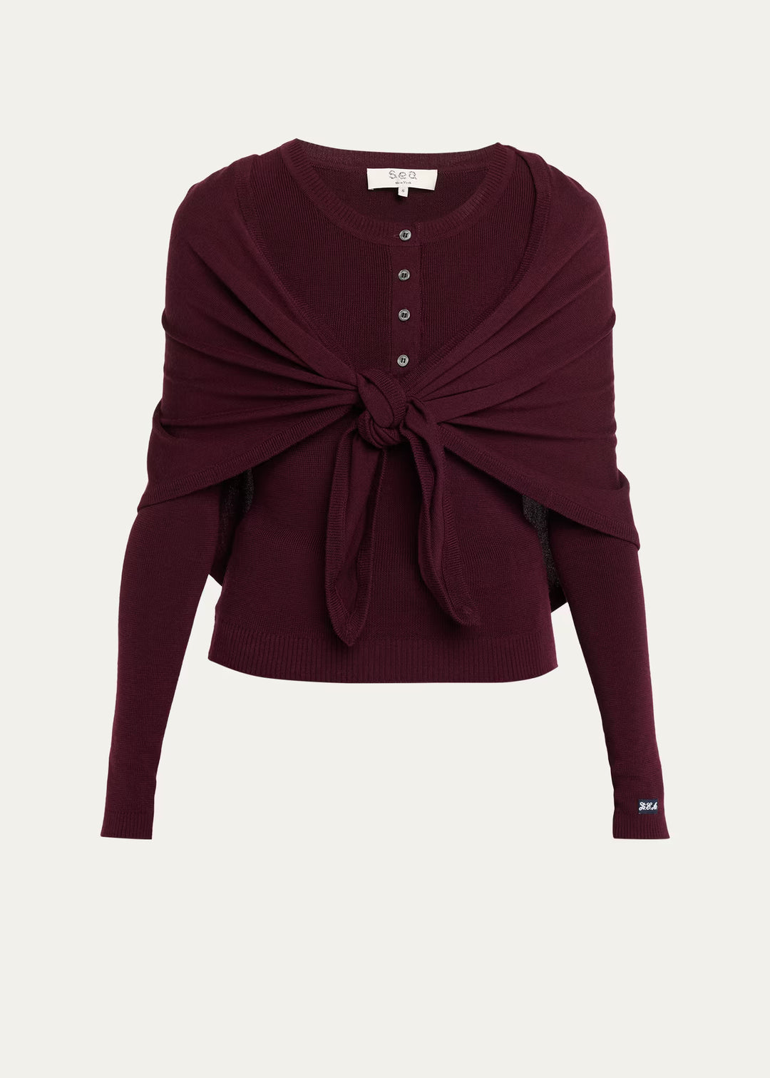 Jane Henley Sweater w/ Scarf