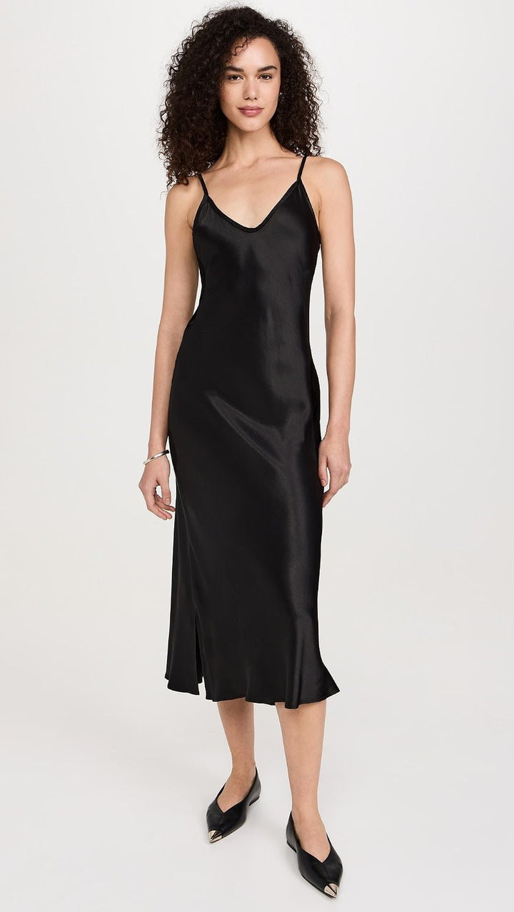 Bias Cut Slip Dress in Black - obligato