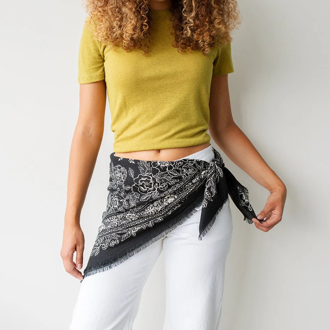 Big Silk Noil Bandana in Black - obligato