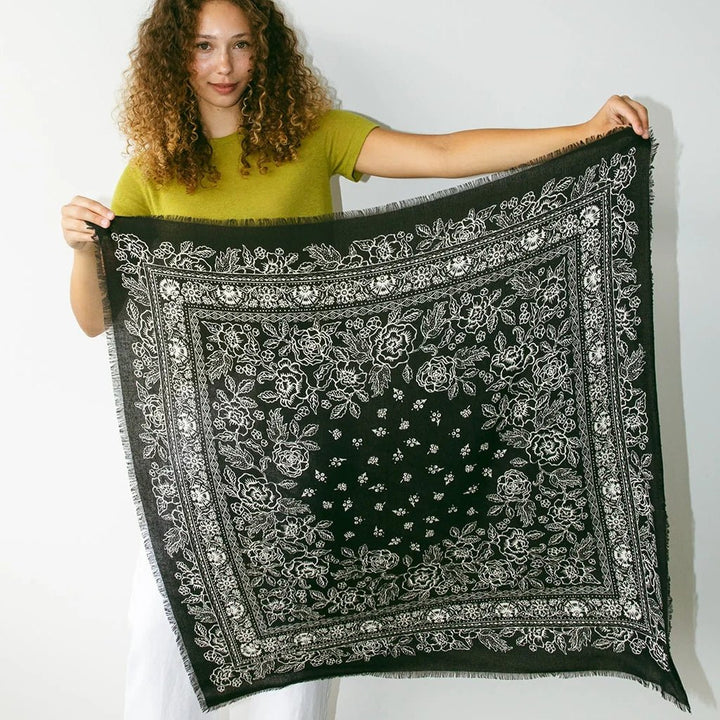 Big Silk Noil Bandana in Black - obligato