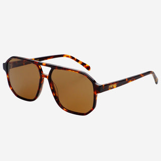 Billie ( NEW ) Unisex Aviator Sunglasses : Dark Tortoise / Solid Brown - obligato