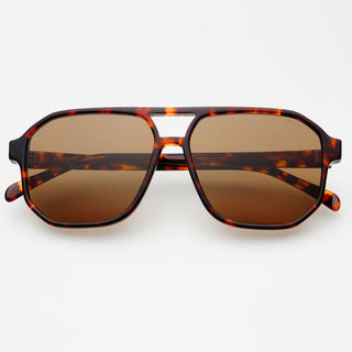 Billie ( NEW ) Unisex Aviator Sunglasses : Dark Tortoise / Solid Brown - obligato