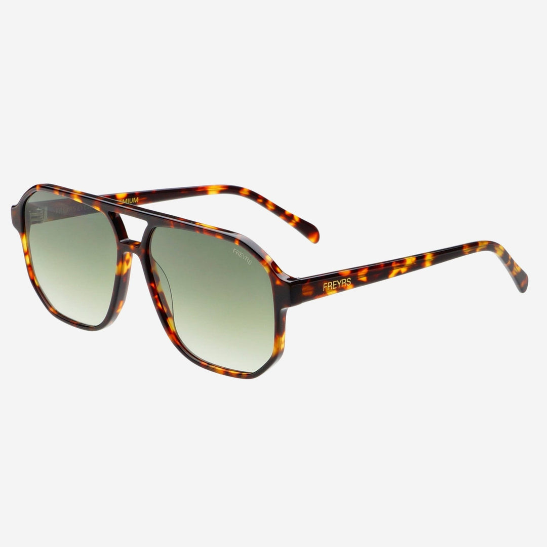 Billie Unisex Aviator Sunglasses: Tortoise / Green - obligato