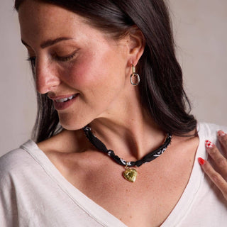 Black Bandana Necklace: Gold Coin Charm / Black - obligato
