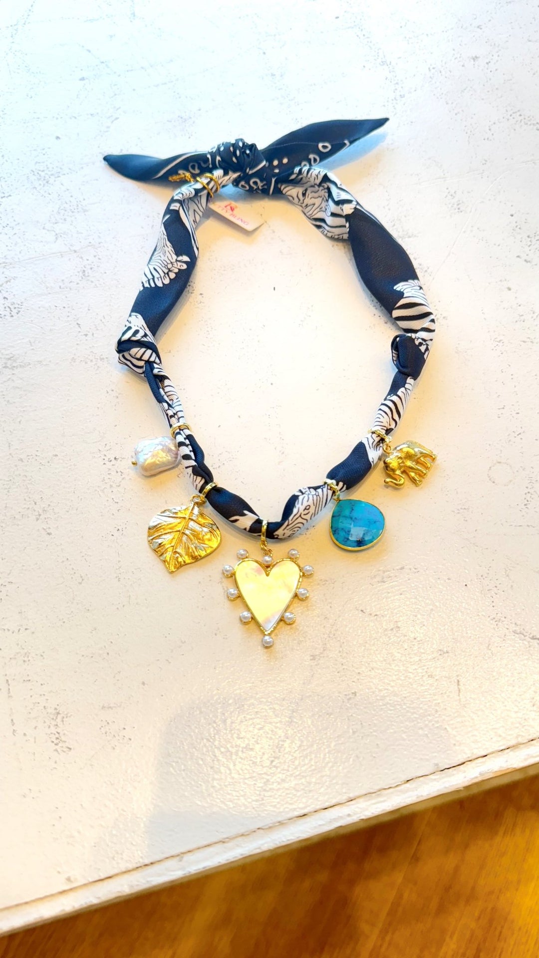 Black Multi 5 Charm Twilly Necklace - obligato