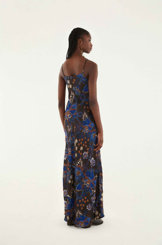 Black Snakes Bouquet Lenzing Ecovero Slip Maxi Dress - obligato