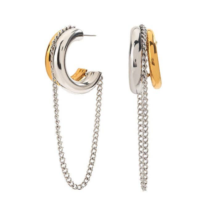Blaine Two Tone Chain Hoop - obligato