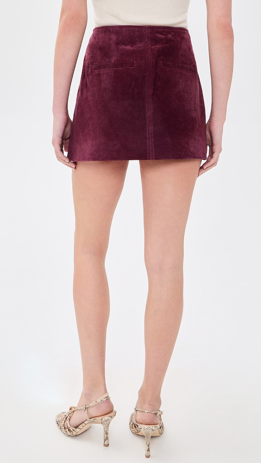 Suede mini skirt in Wine O&