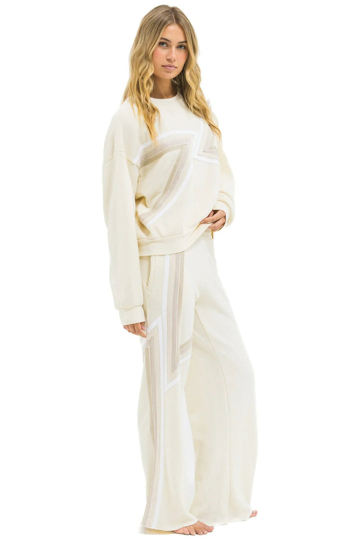 Blaze 4 Wide Leg Sweatpants in Vintage White - obligato