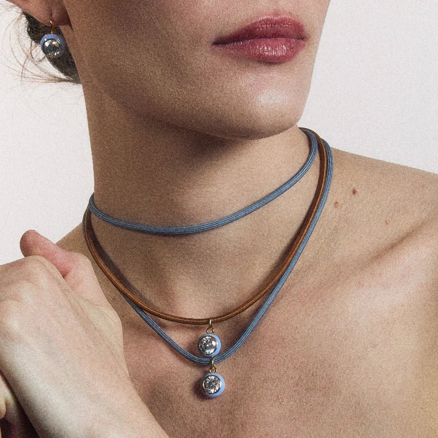 Blue Enamel Bezel Charm - obligato