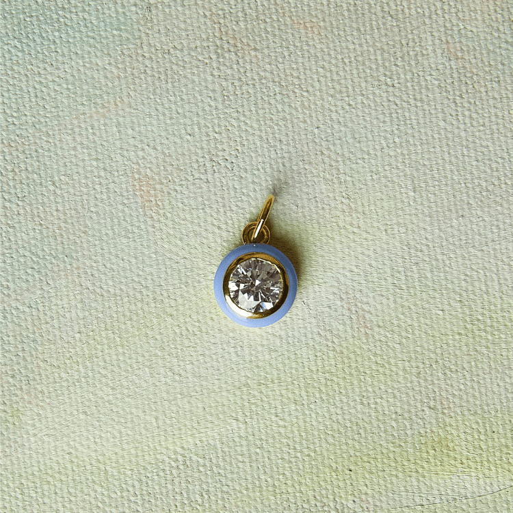 Blue Enamel Bezel Charm with Clasp Cord Necklace - obligato