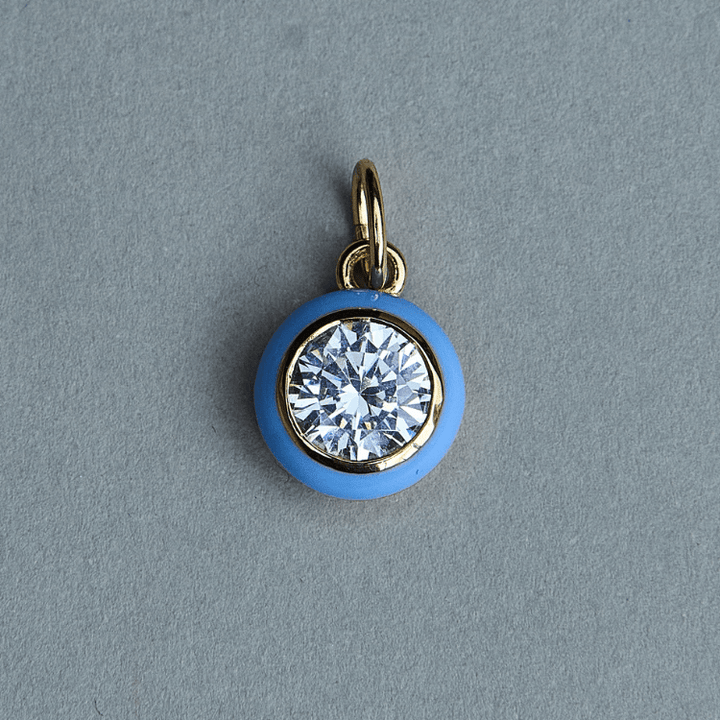 Blue Enamel Bezel Charm with Clasp Cord Necklace - obligato