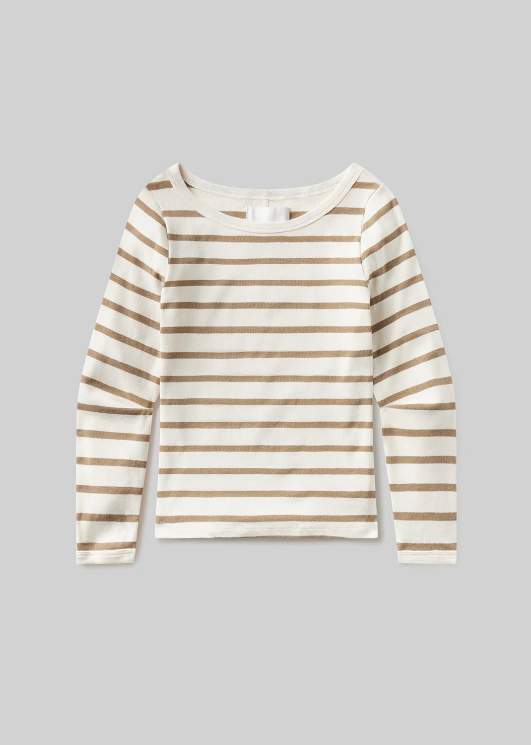 Boat Neck Slim Tee in Ginger Stripe - obligato