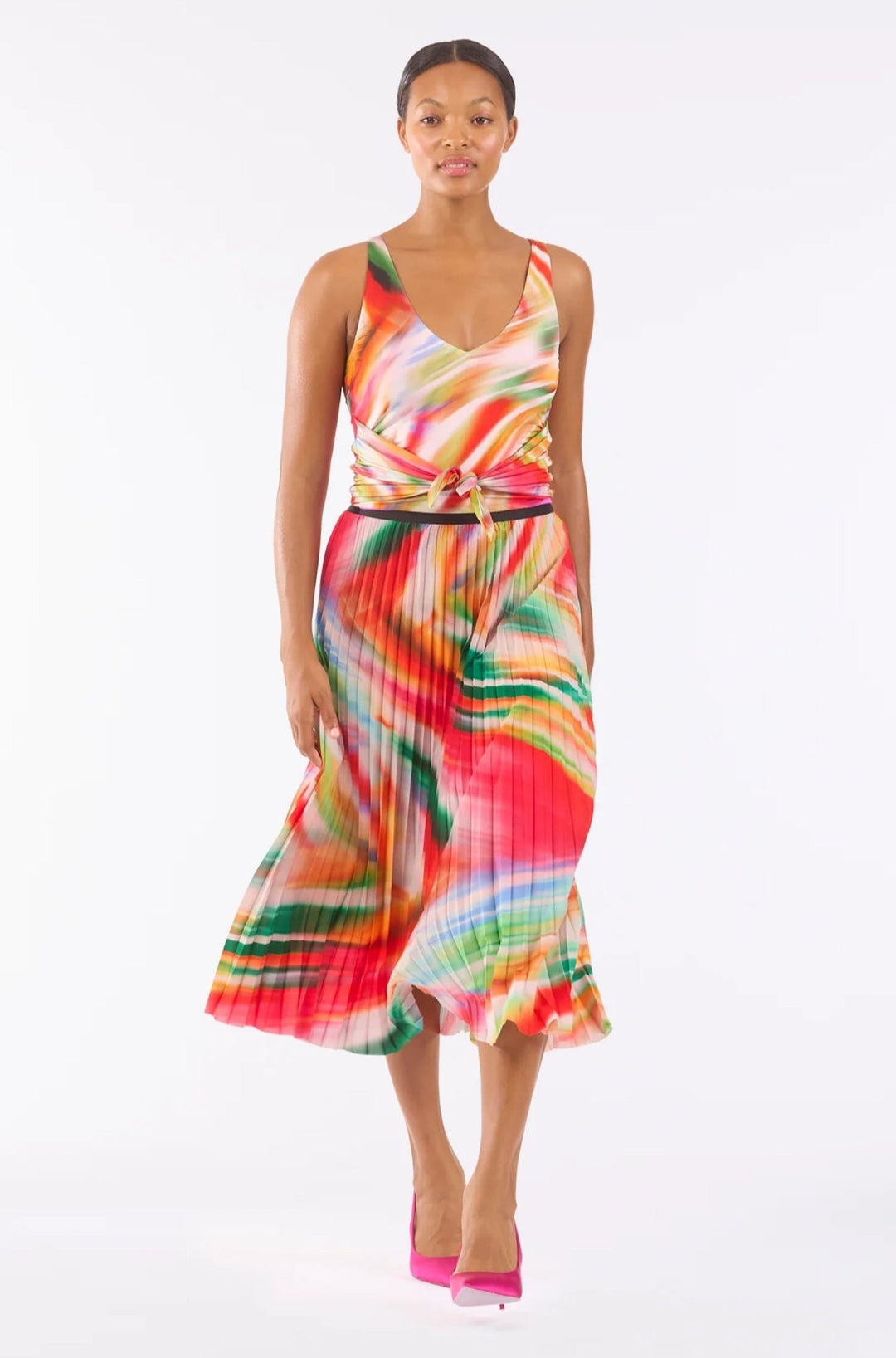 Bold Swirl Pleated Skirt - obligato
