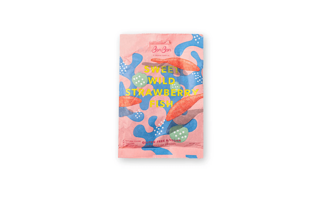 BONBON Sweet Wild Strawberry Fish – 14/5.2 oz Swedish Candy - obligato