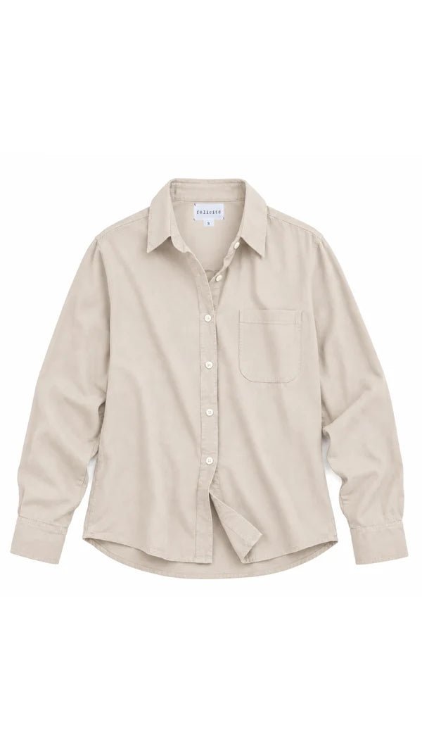 Boyfriend Shirt Lyocell Silk Top Taupe - obligato