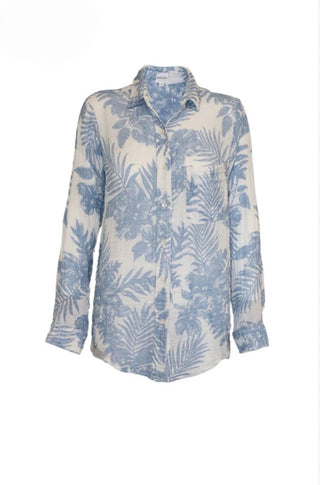 Boyfriend Top Gauze in Sky Palm - obligato