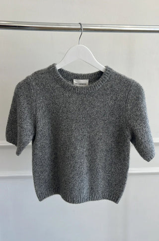 Brenda Short Sleeve Sweater in Cloudy Grey - obligato