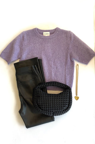 Brenda Short Sleeve Sweater in Lilac - obligato