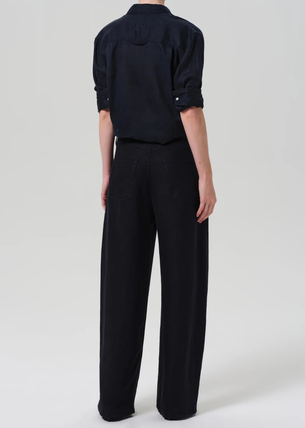 Brynn Drawstring Linen Trouser in True Navy - obligato