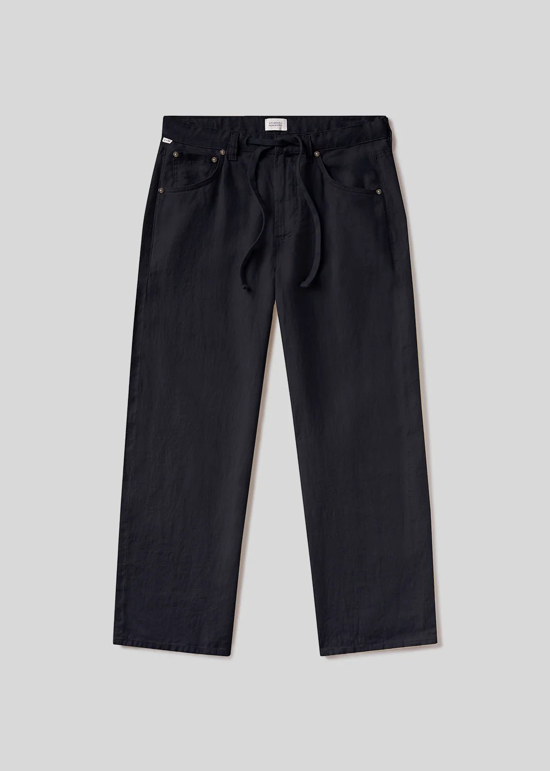 Brynn Drawstring Linen Trouser in True Navy - obligato