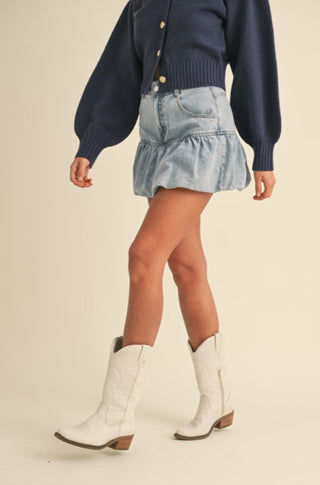 Bubble Hem Denim Skirt - obligato