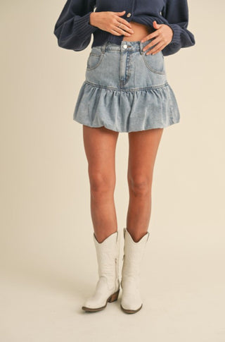 Bubble Hem Denim Skirt - obligato