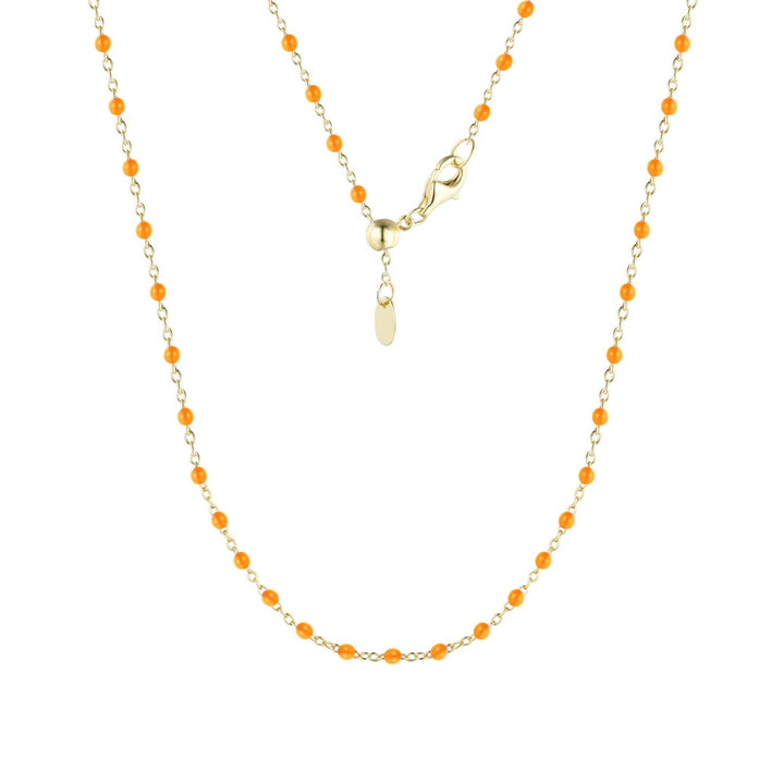 Enamel Beaded Chain Necklace: Dark Green / Gold