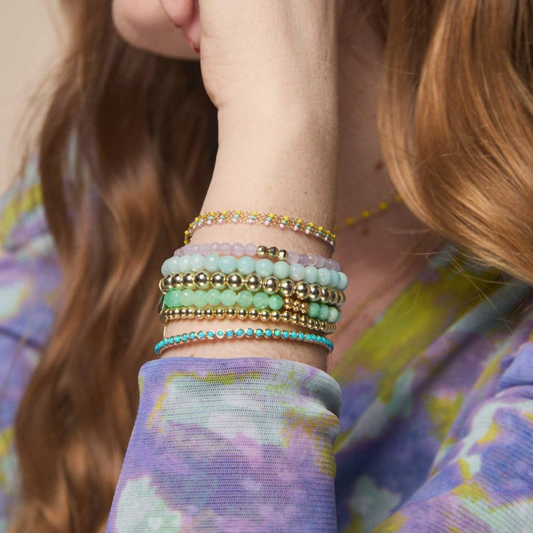Enamel Beaded Chain Bracelet: Turquoise / Gold