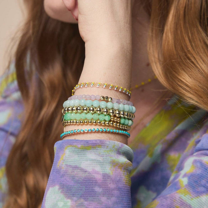 Enamel Beaded Chain Bracelet: Turquoise / Gold