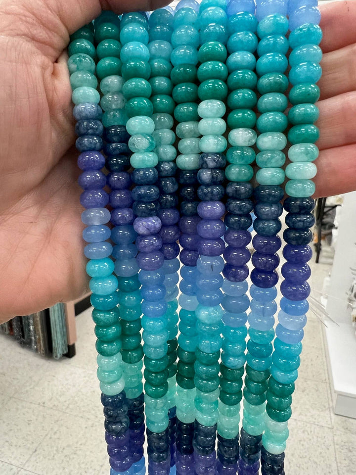 Lilly Gemstone Bead Necklace multi-color 8mm opals jade : Soft orange