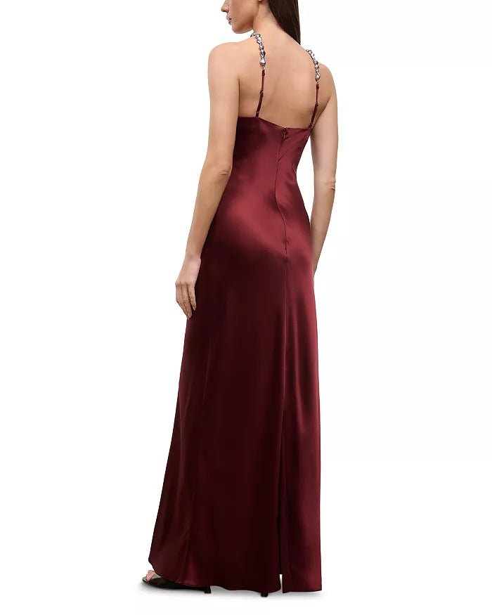 Cadence Metallic Strap Dress in Pinot - obligato