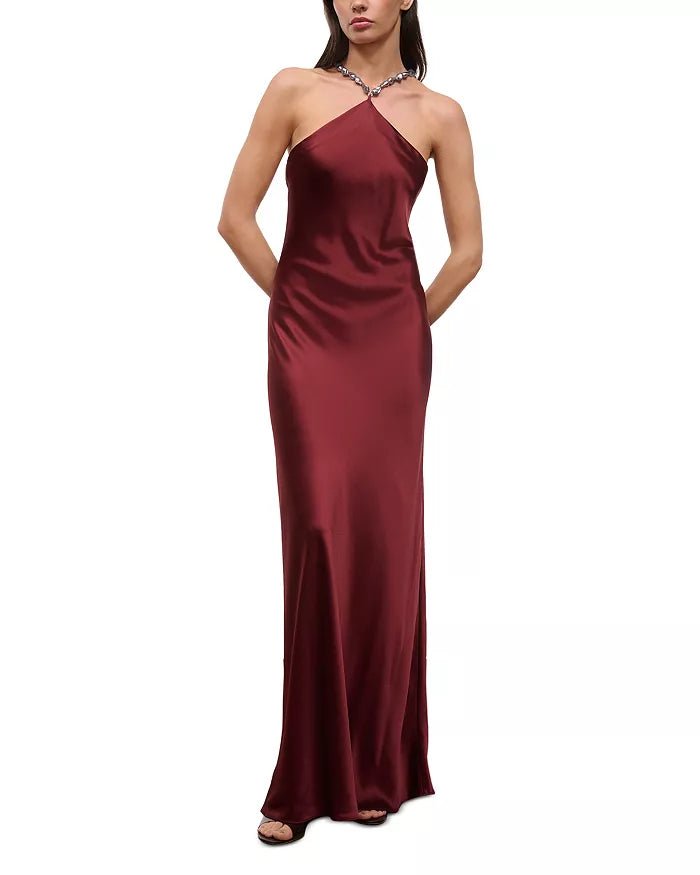 Cadence Metallic Strap Dress in Pinot - obligato