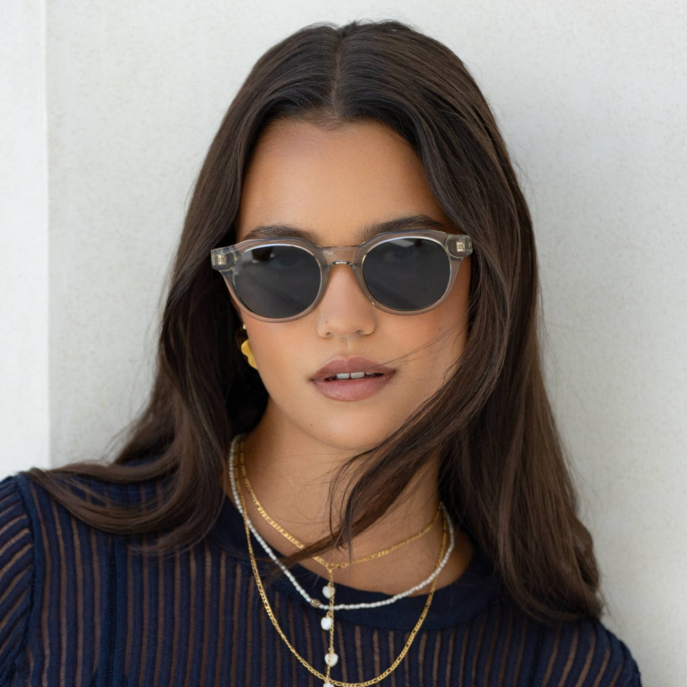 Cameron Acetate Unisex Round Sunglasses : Crystal Gray - obligato