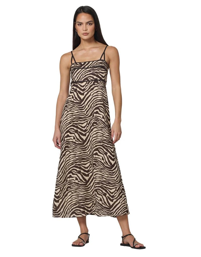 Candice Linen Maxi Dress in Zebra - obligato