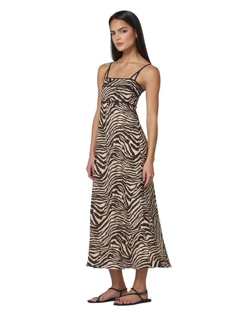 Candice Linen Maxi Dress in Zebra - obligato