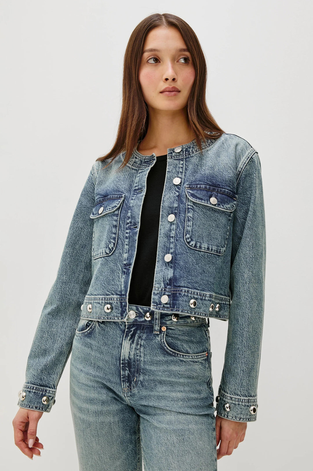 Capistrano Jean Jacket in Sky Studded - obligato