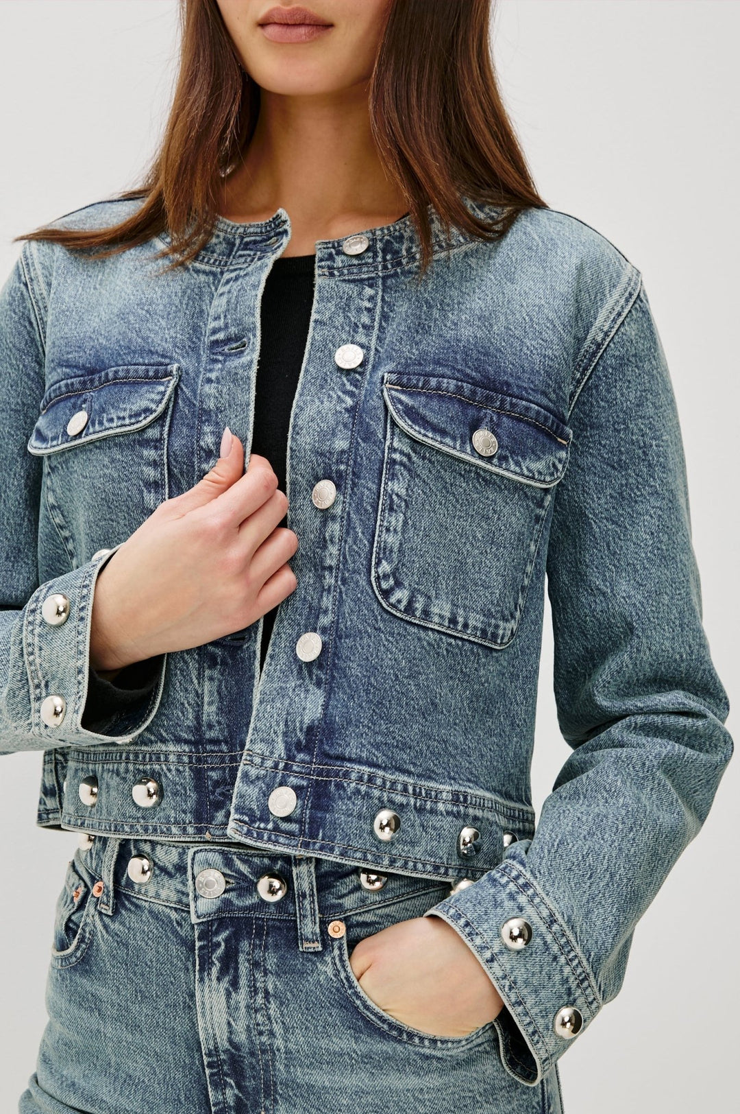 Capistrano Jean Jacket in Sky Studded - obligato