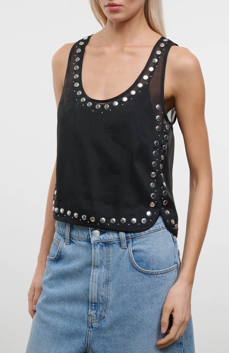 Cara Sheer Studded Sleeveless Top - obligato