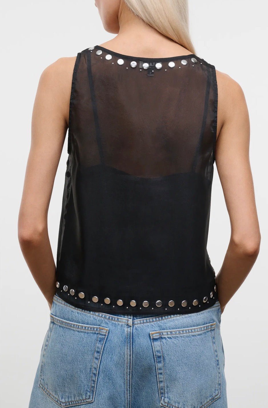 Cara Sheer Studded Sleeveless Top - obligato