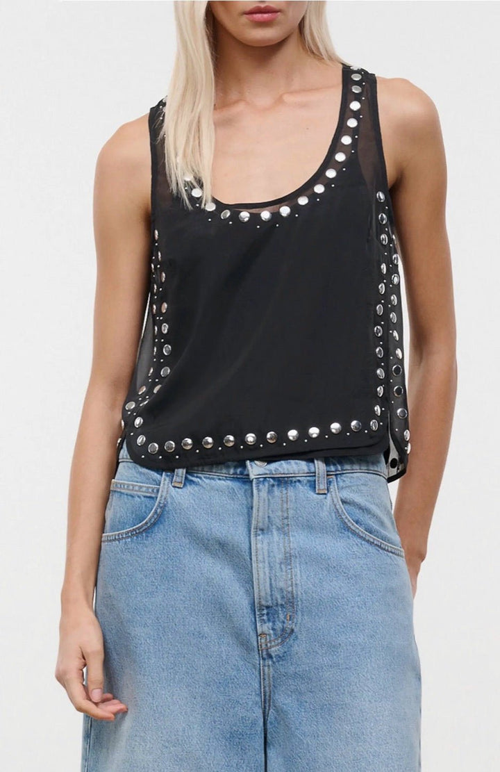 Cara Sheer Studded Sleeveless Top - obligato