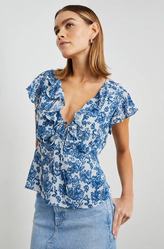 Carmine Top in Chambray Print - obligato