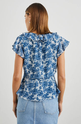 Carmine Top in Chambray Print - obligato